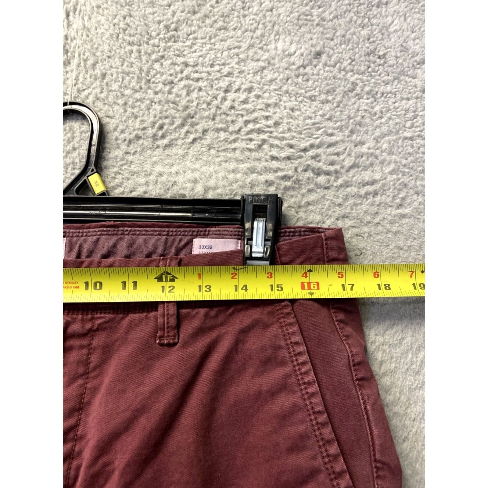 Gap Gap Chino Pants Mens 33x32 Slim Chino Pants Maroon Cotton Twill Pockets Button Zip Slim Stretch Casual Men’s Pants Size US 33 - 3 Thumbnail