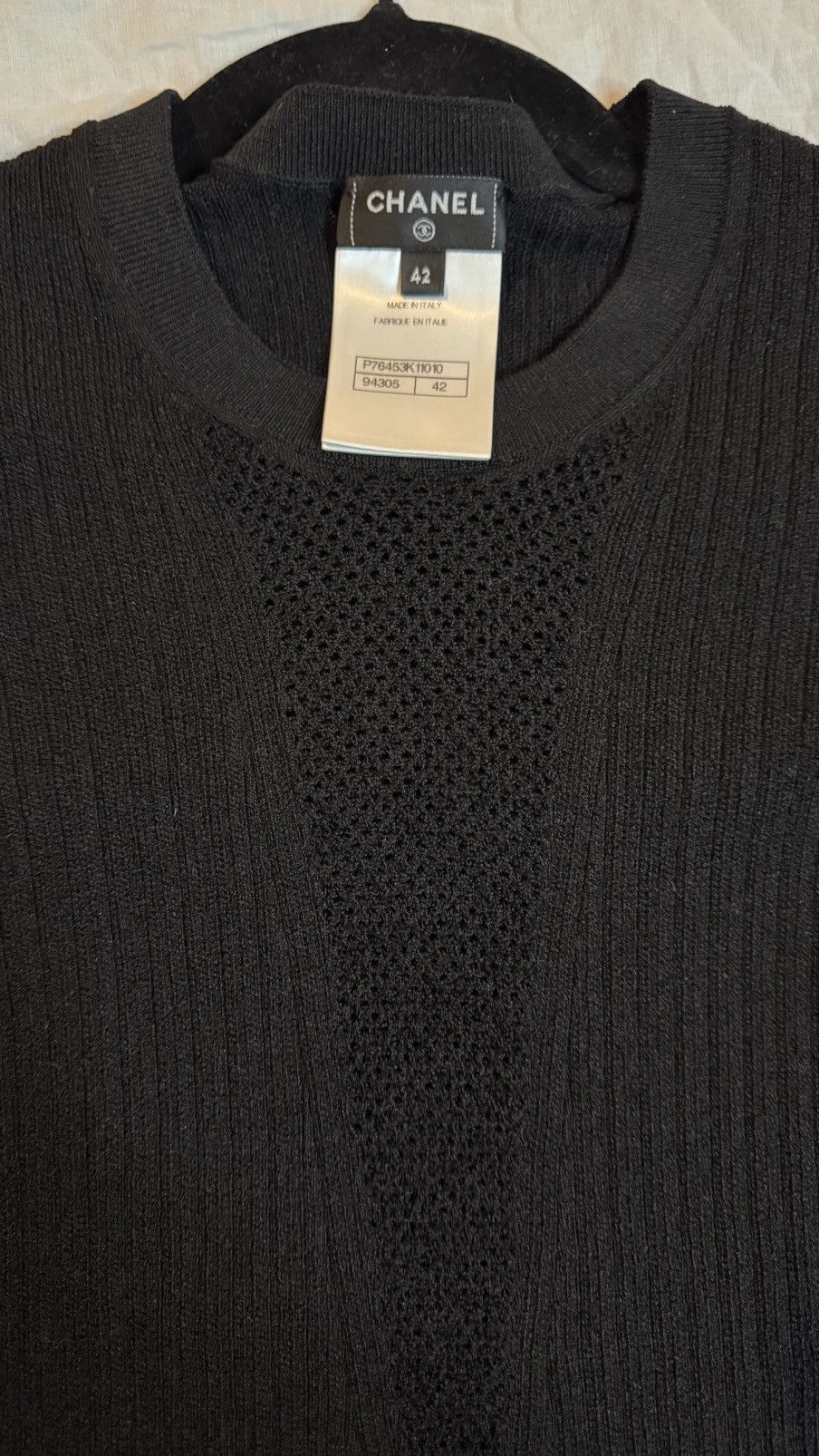 Chanel Chanel Ribbed Knit Top With Mesh Center Panel Size L / US 10 / IT 46 - 10 Thumbnail