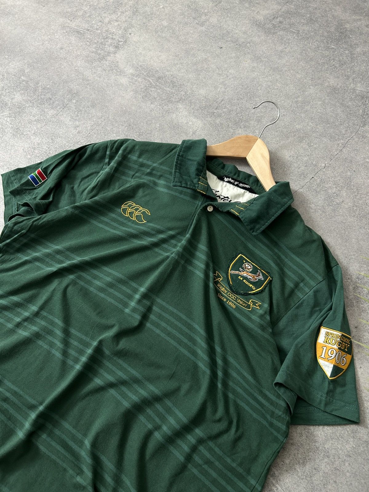 Canterbury of New Zealand Vintage Canterbury SA rugby jersey mens green polos Size US XL / EU 56 / 4 - 2 Thumbnail