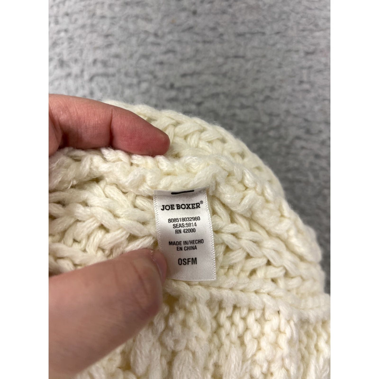 Joe Boxer Joe Boxer Beanie Womens One Size Ivory White Cable Knit 100% Acrylic Ski Size ONE SIZE - 5 Thumbnail
