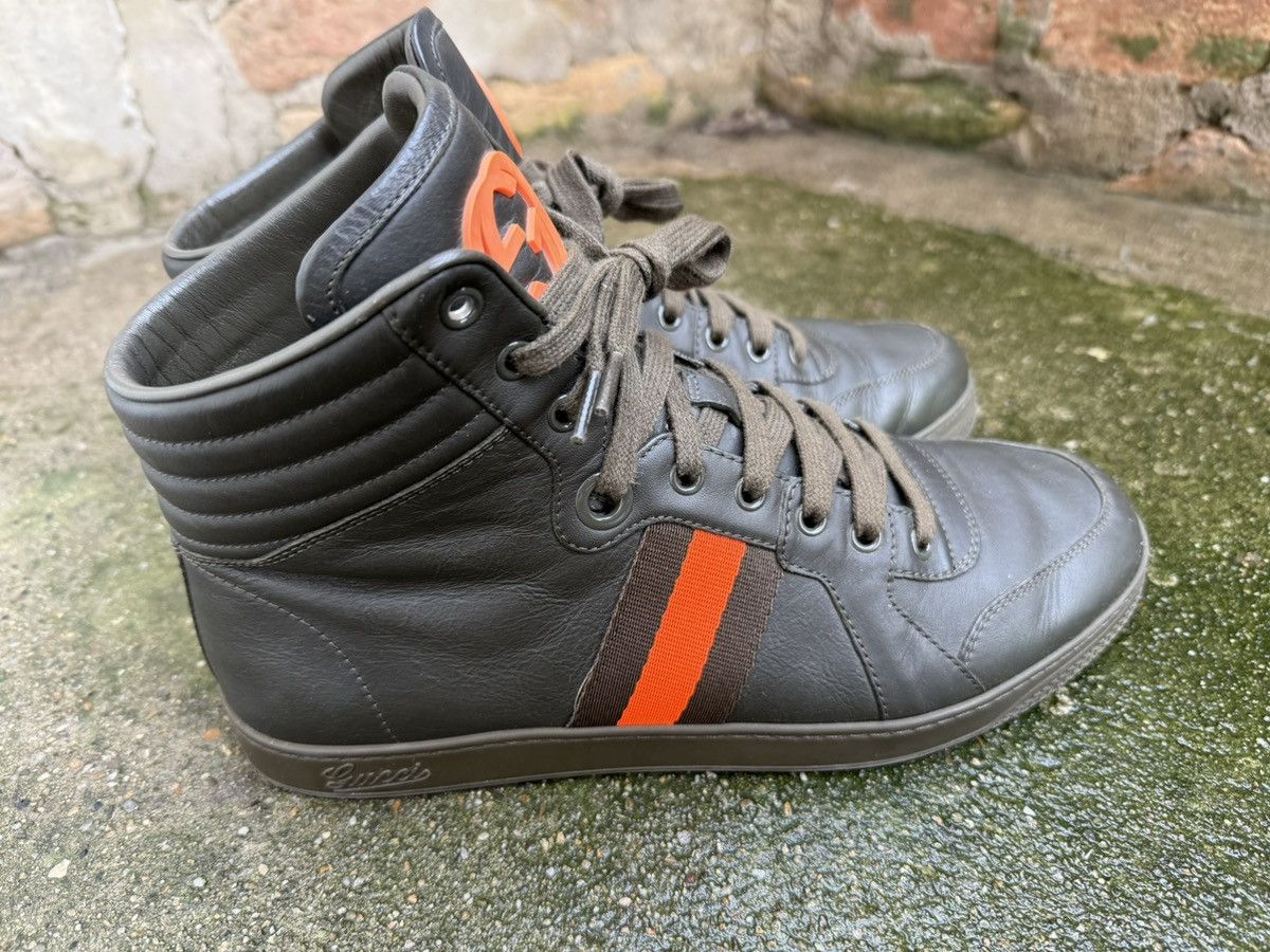 Gucci ✨Gucci✨GG Viaggio Collection High Top Sneaker Leather Orange Size US 9 / EU 42 - 1 Thumbnail