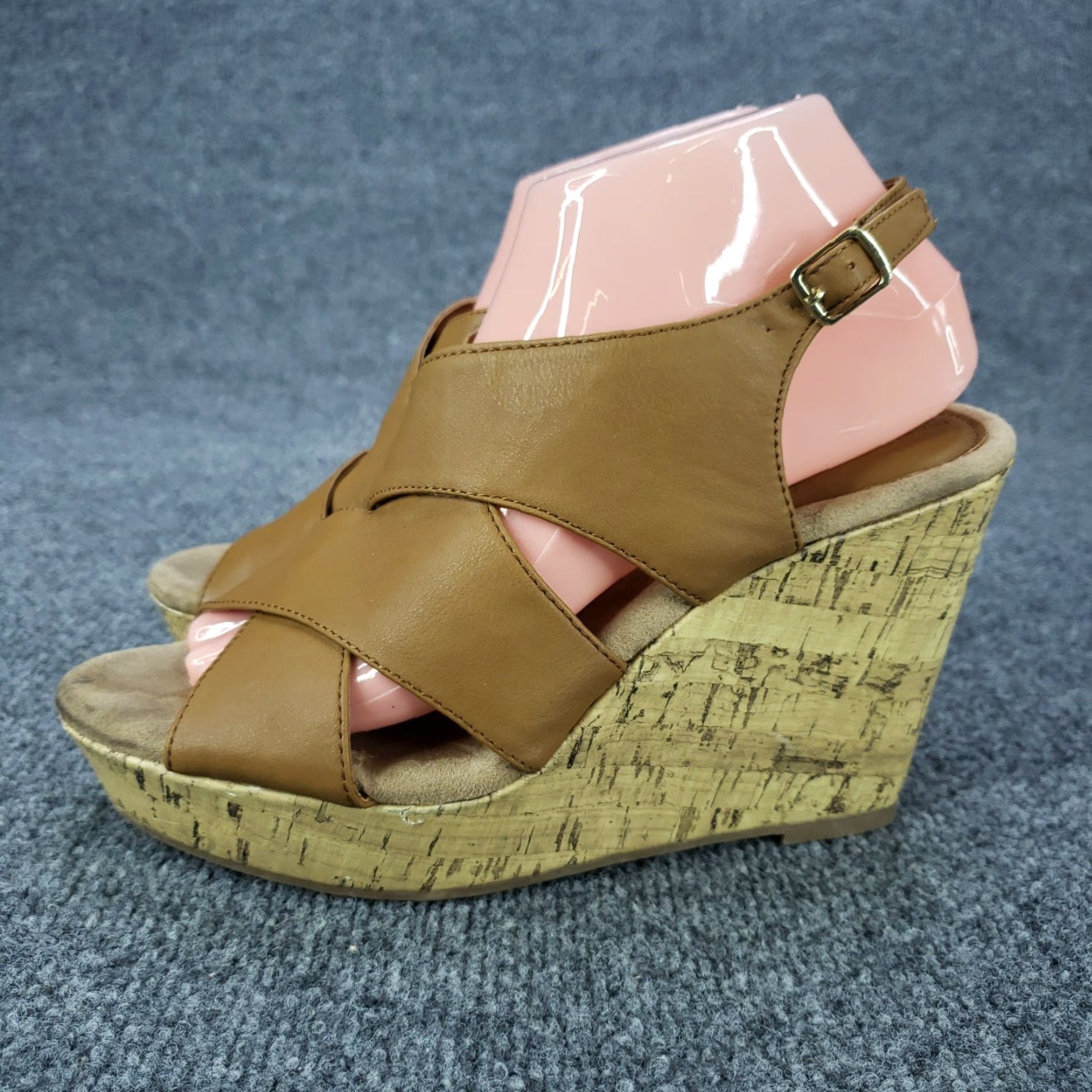 Vintage Montego Bay Club Wedge Sandals Womens 8.5 Extra Large XL Brown Espadrille Size US 7 / IT 37 - 4 Thumbnail