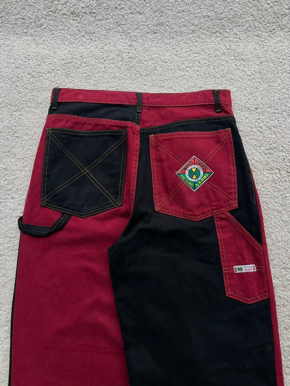 Cross Colours RARE Vintage Cross Colours Two Tone Baggy Pants Size US 34 / EU 50 - 2 Thumbnail