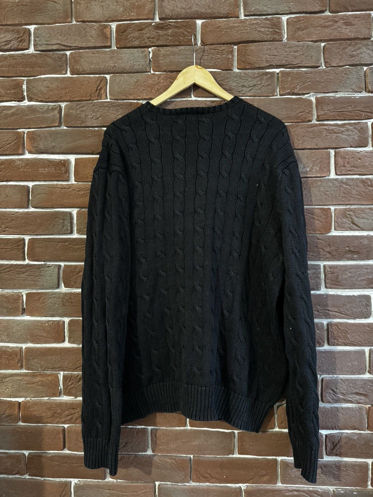 Polo Ralph Lauren Rare Polo Ralph Lauren Cable Knit Black Sweater Hype Y2K Size US XL / EU 56 / 4 - 2 Thumbnail