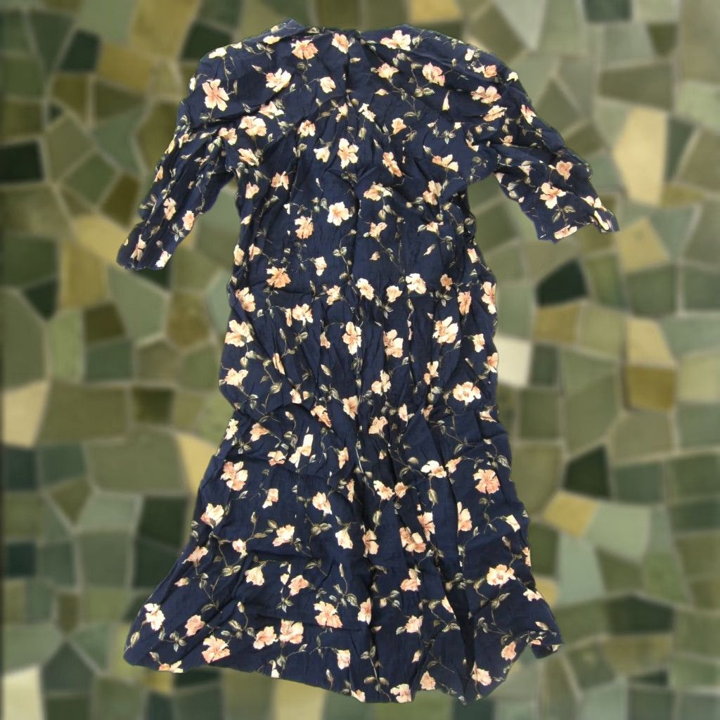 Vintage VINTAGE Vtg Caroline Wells II 100% Rayon Blue Pink Button Down Short Sleeve Dress Large Size 36" / US 14 / IT 50 - 1 Thumbnail
