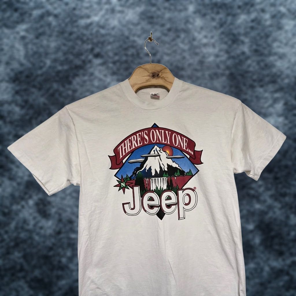 Fruit Of The Loom VINTAGE Jeep T-Shirt Men XL White There’s Only One Jeep 90s Single Stitch Mens Size US XL / EU 56 / 4 - 1 Thumbnail
