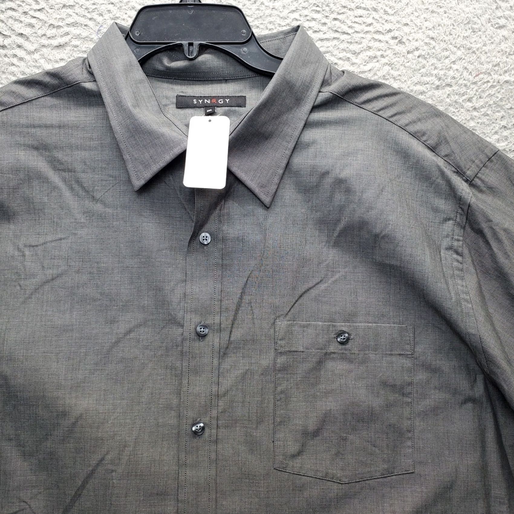 Vintage Synrgy Sport Shirt Mens 2XL Gray Short-Sleeve Button-Up Pocket Casual Shirt Size US XXL / EU 58 / 5 - 6 Thumbnail