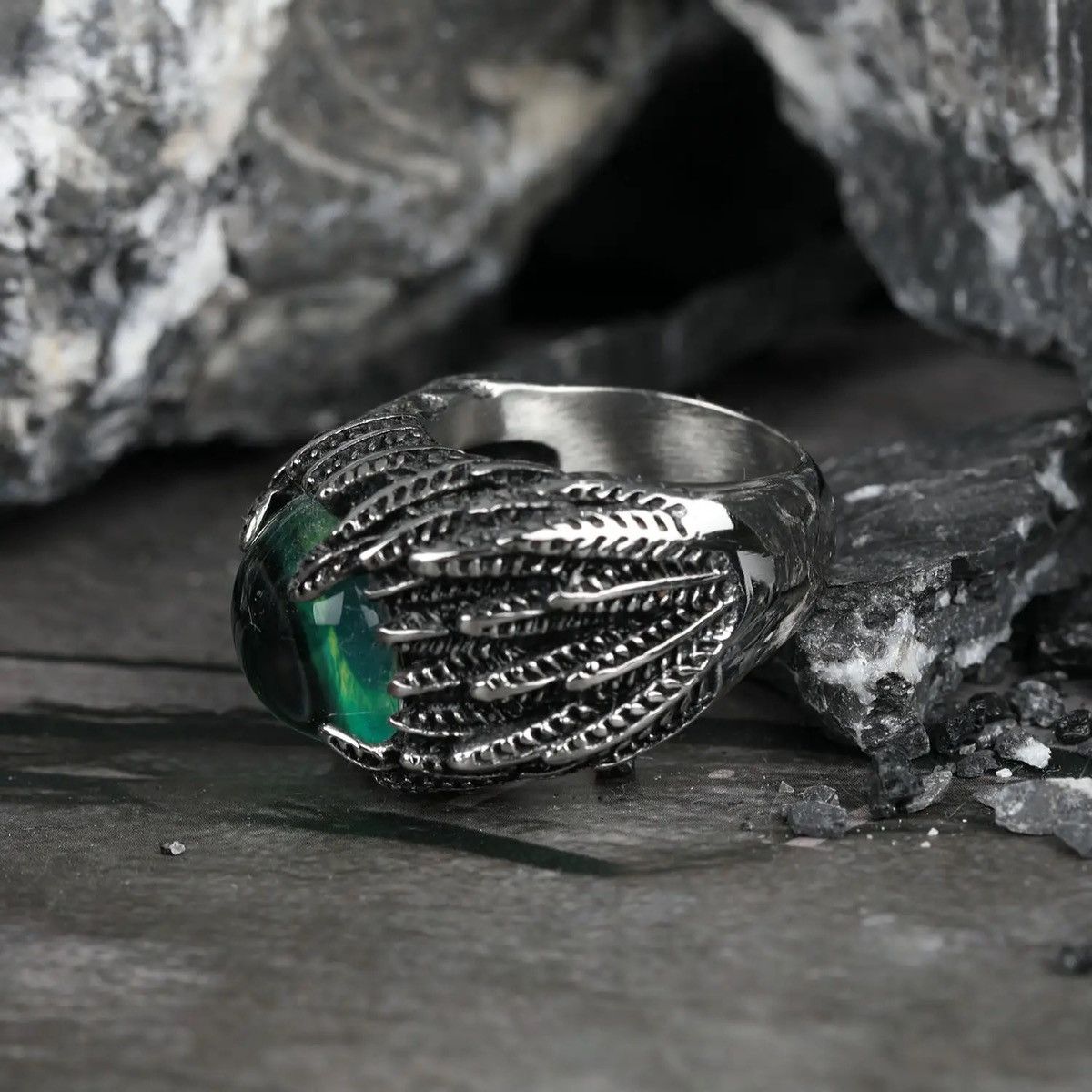Jewelry Feather Evil Eye Ring Size ONE SIZE - 4 Thumbnail