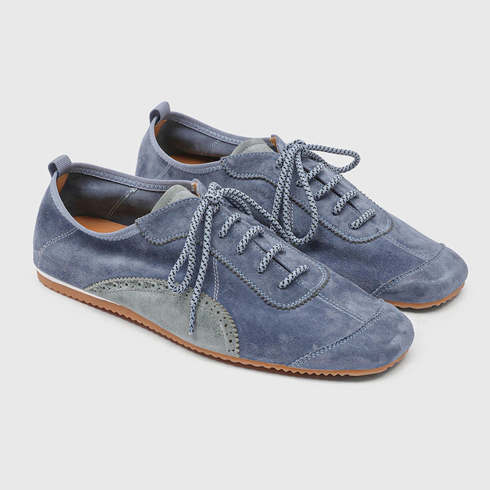 Other Blue Suede Casual Lace-Up Sneakers, Lightweight Shoes Size US 9 / EU 42 - 1 Thumbnail