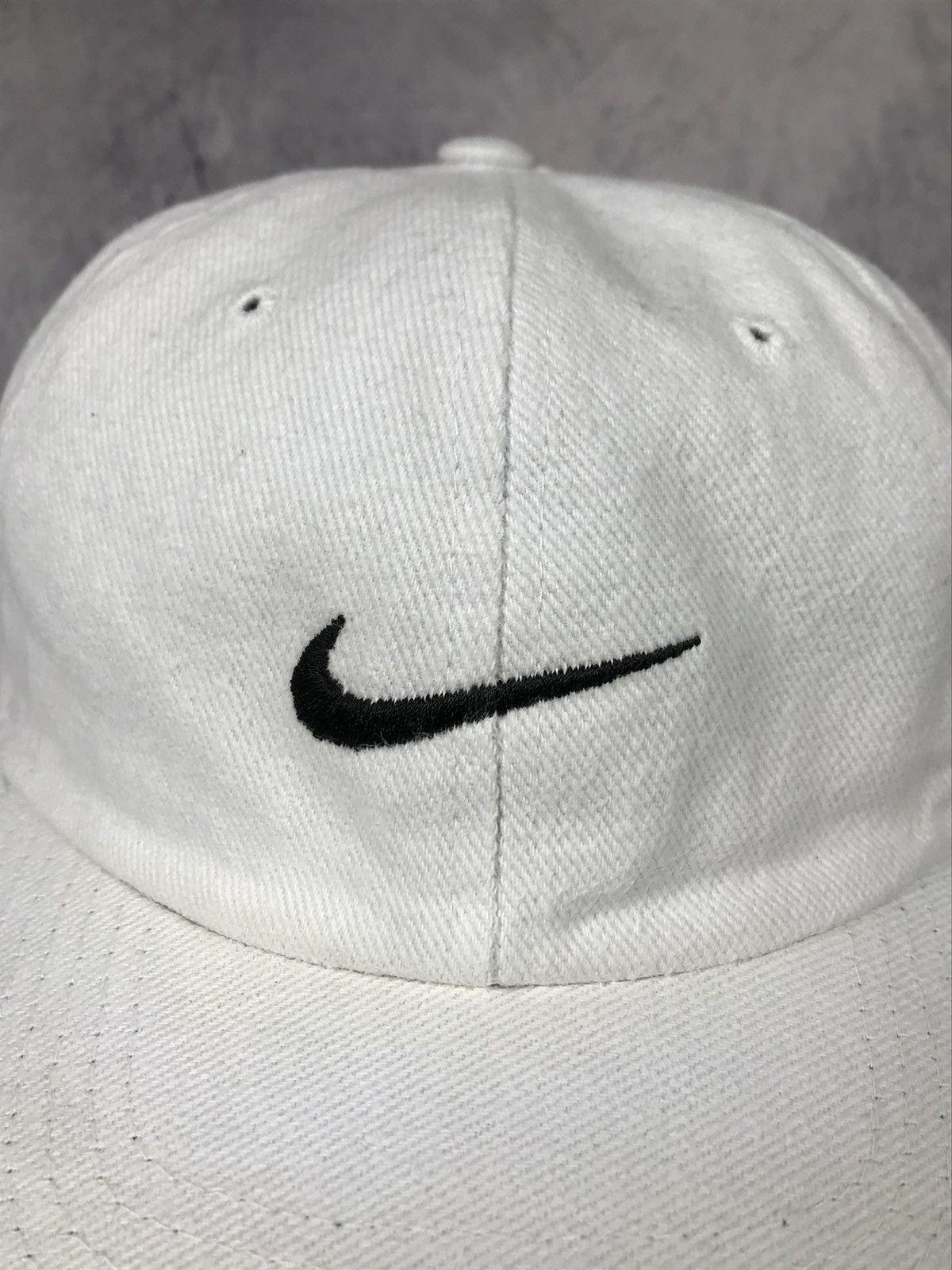 Nike × Vintage Vintage Nike Center Logo Swoosh Cap Hat Adjustable Drill Size ONE SIZE - 6 Thumbnail
