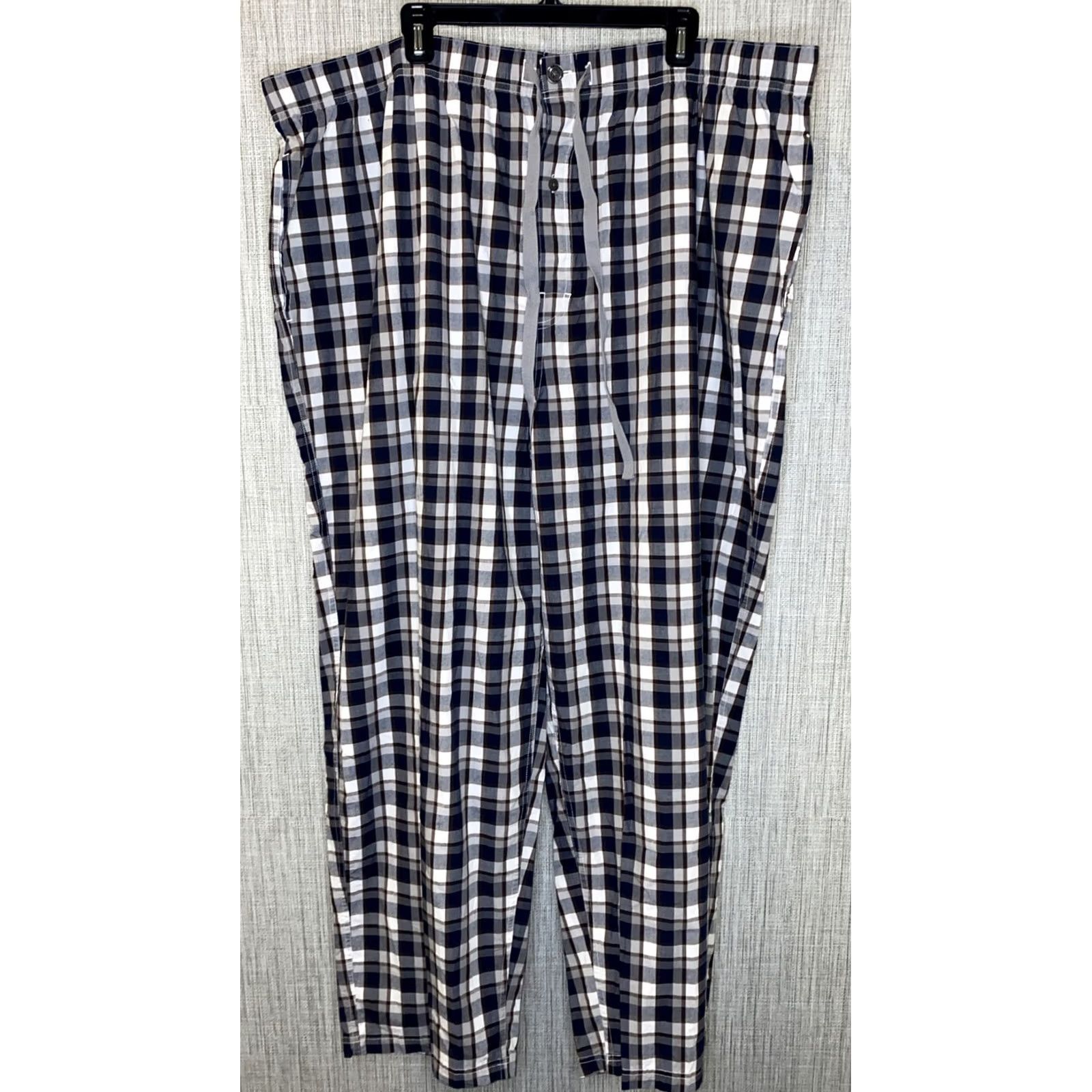 Cremieux Cremieux Pajama Pants Mens 4XB NWT Gray/Blue/White Checkered Big & Tall Cotton Size US 39 - 2 Thumbnail