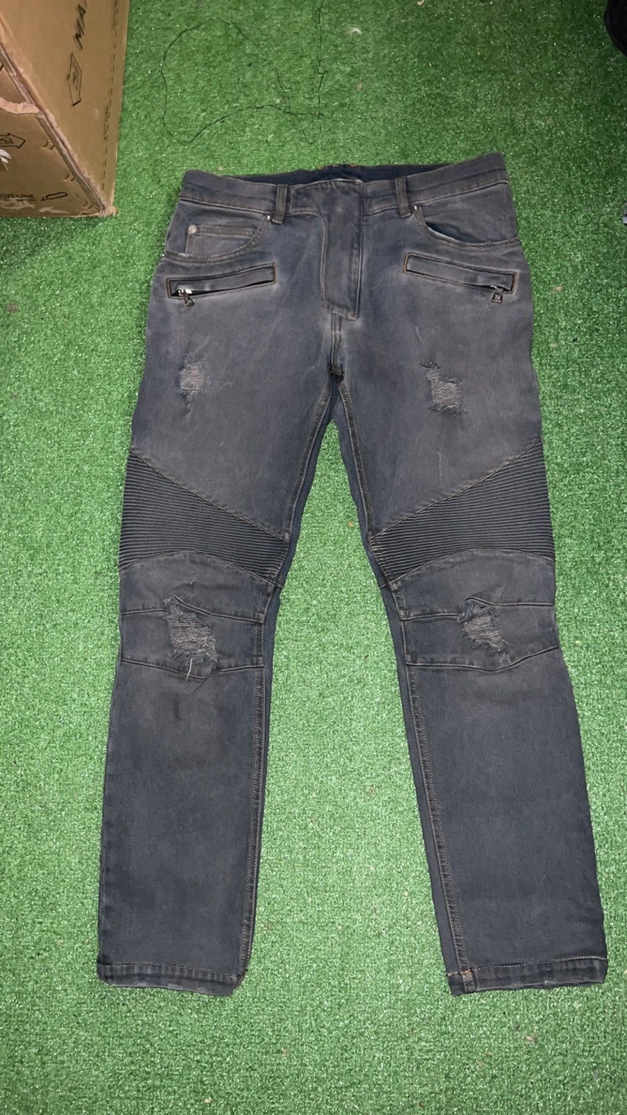 image of Balmain Biker Jeans in Grey, Men's (Size 31)