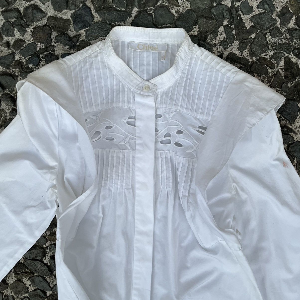 Chloe Chloé S/S 2018 Embroidered Eyelet Ruffle Bib Blouse Size XXS / US 00 / IT 34 - 12 Thumbnail