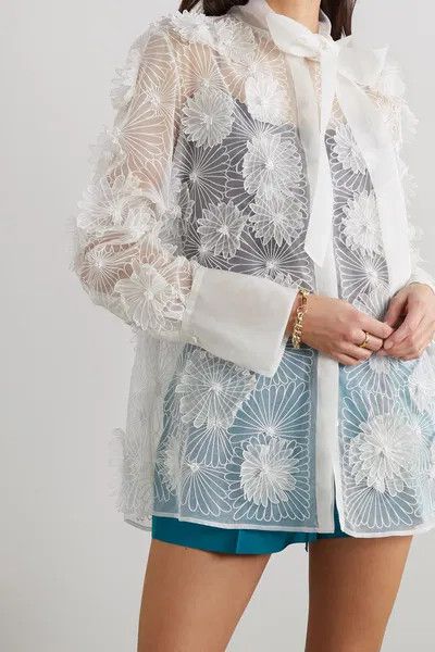 Valentino o1y0326 Silk Shirt in White Size M / US 6-8 / IT 42-44 - 2 Thumbnail