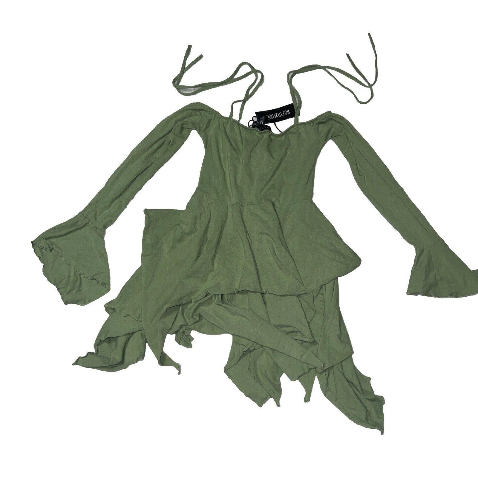 Designer 2XLarge Dolls Kill Green Sage Fairy Handkerchief Mini Dress Size XXL / US 16-18 / IT 52-54 - 5 Thumbnail