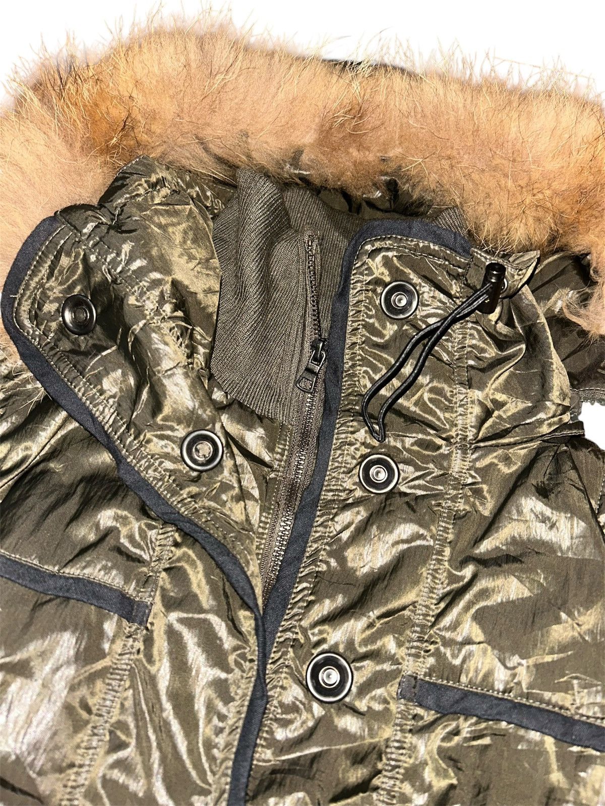 20471120 Blue Jam Shiny Puffer Vest Faux Fur Trimmed Hood Size S / US 4 / IT 40 - 7 Thumbnail