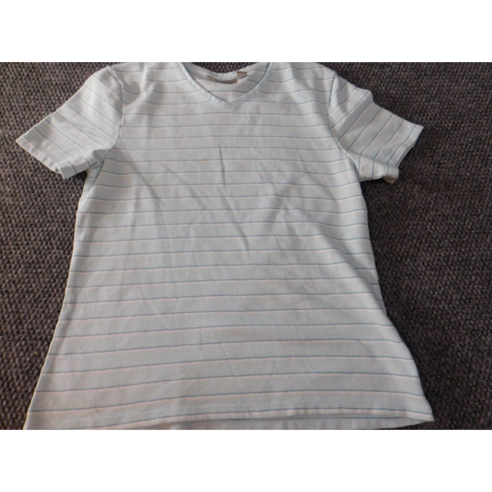 Croft & Barrow Croft & Barrow Womens Shirt M Blue Pullover Striped V-Neck Casual Blouse Cotton Rayon Button Short Sleeve Regular Fit Vintage: No Size M / US 6-8 / IT 42-44 - 3 Thumbnail