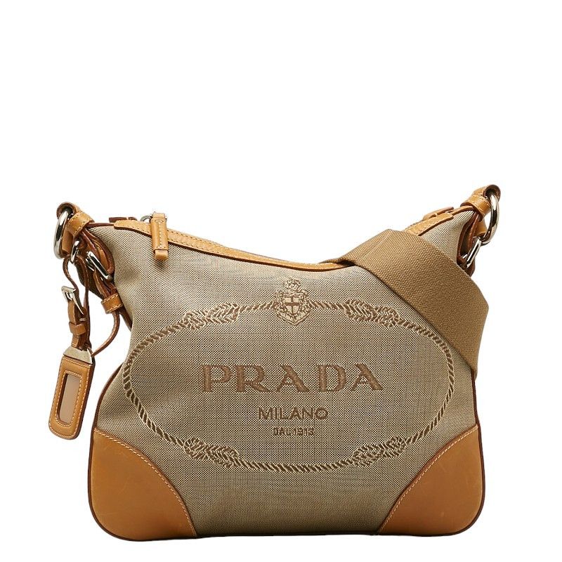 image of Prada Canapa Logo Crossbody Bag in Brown, Women's