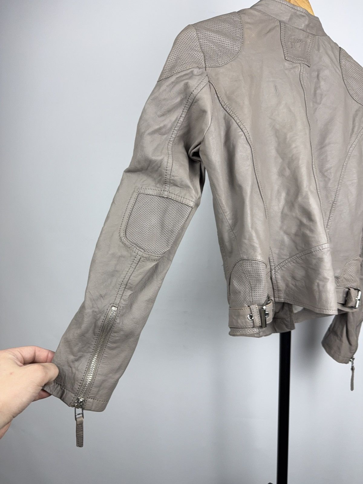 Leather Leather Biker Moto Punk Gipsy Jacket Beige Slim Moto Women S Size S / US 4 / IT 40 - 16 Thumbnail
