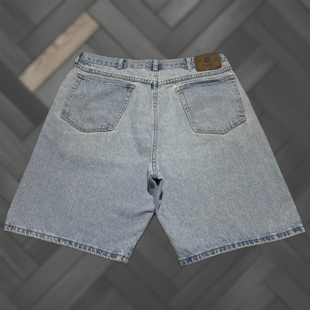 Wrangler VINTAGE Wrangler Jeans Shorts Men 36 Blue Light Wash Jorts Bermuda 5-Pocket Distressed Pockets 90s Style Casual Mens Size US 36 / EU 52 - 1 Thumbnail