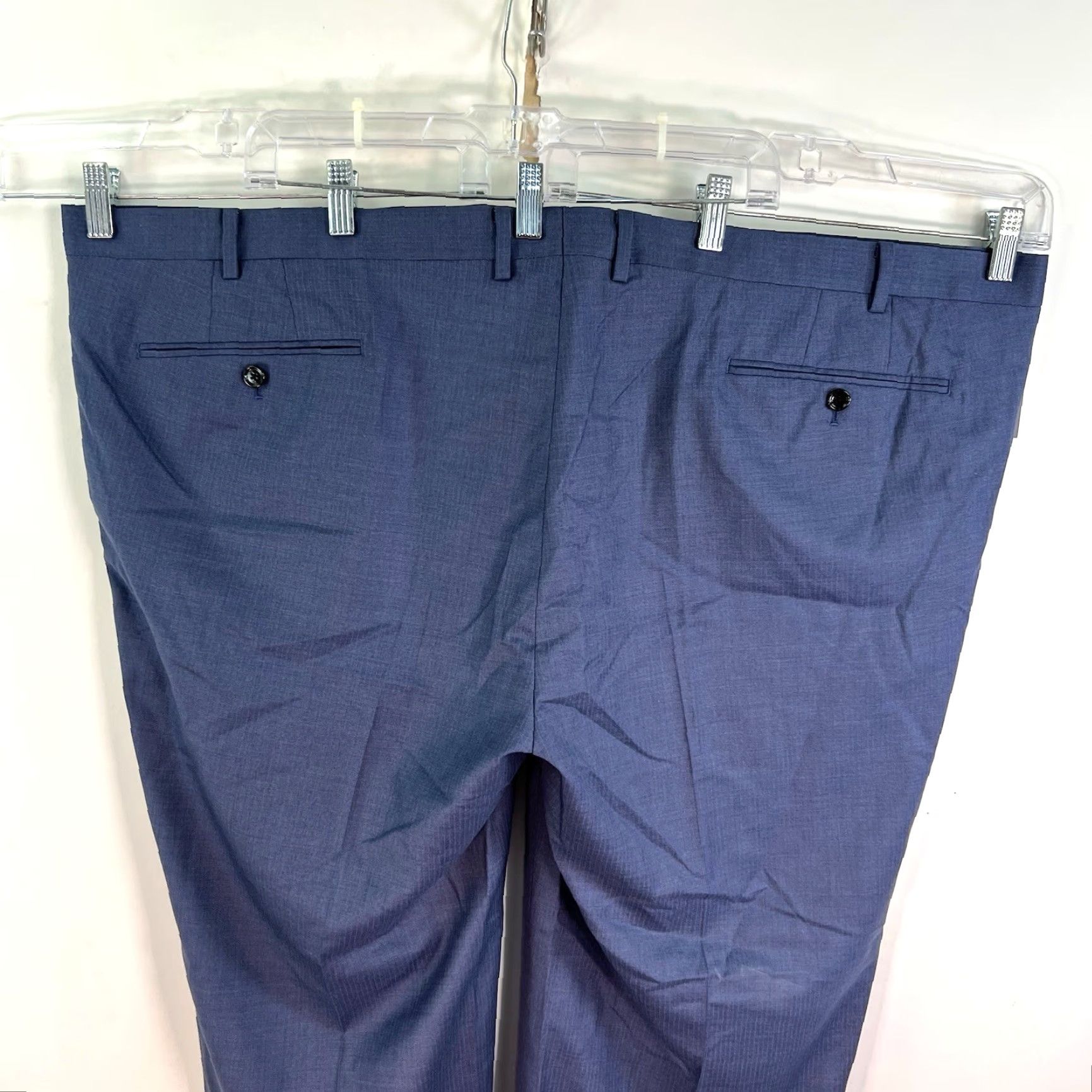 Vintage Indochino Hayle 100% Wool Lined Dress Pant Mens Size 54 X31 Blue Textured Dress Pants Regular Wool Navy/Blue 90s Theme Mens Size US 38 / EU 54 - 7 Thumbnail