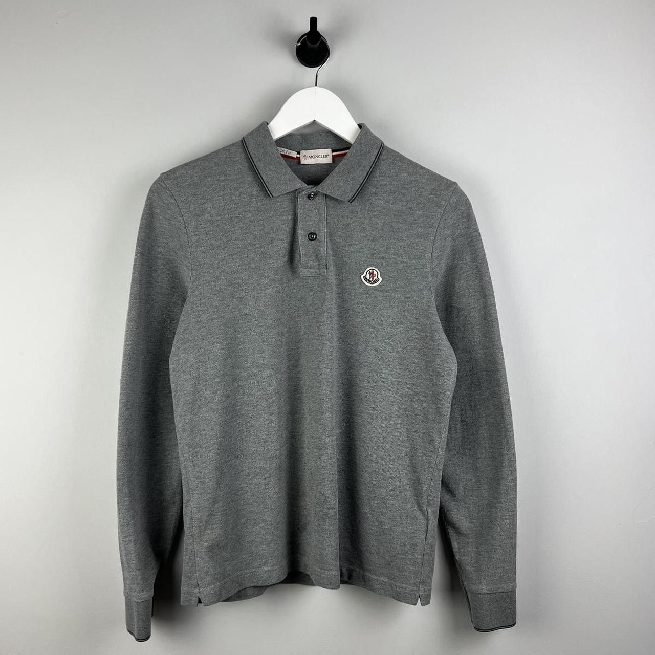 image of Moncler Maglia Logo Polo Shirt in Grey, Men's (Size Small)