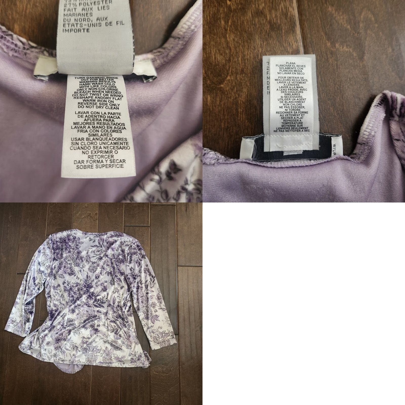 Nine West Nine West Womens Floral V-Neck Long Sleeve Blouse Purple Embellished Top Medium Size M / US 6-8 / IT 42-44 - 10 Thumbnail