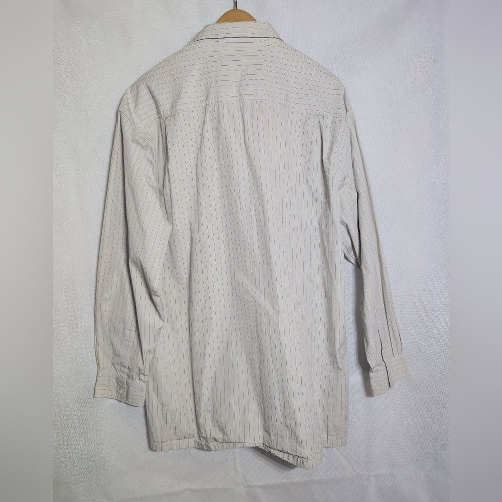 Hardy Amies Hardy Aimes Sz L Tan Striped Button-Up Shirt with Embroider Size US L / EU 52-54 / 3 - 4 Thumbnail