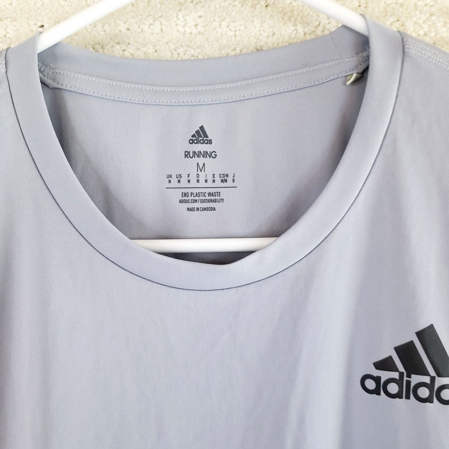 Adidas Adidas T-Shirt Men M Gray Aeroready Own the Run 3-Stripes S/S Performance Moisture Wicking Quick Dry Crew Neck Short Sleeve Shirt Size US M / EU 48-50 / 2 - 5 Thumbnail
