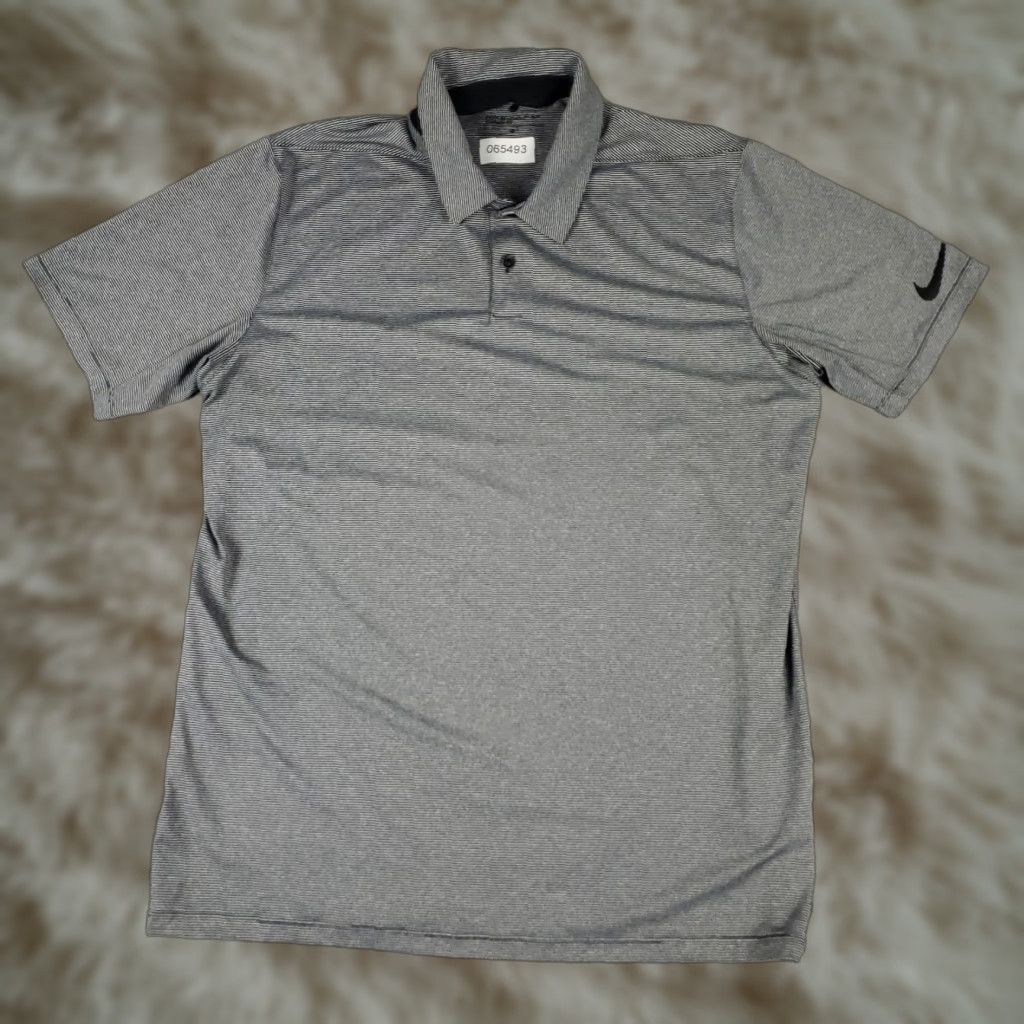Nike Nike Polo Shirt Mens L Gray Striped Swoosh Golf Casual Short Sleeve Shirt Size US L / EU 52-54 / 3 - 1 Thumbnail