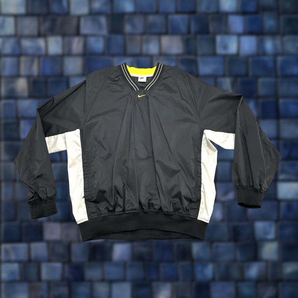 Nike Vtg 90s Nike Center Check Pullover Windbreaker Jacket Size L Black Yellow Swoosh Size US L / EU 52-54 / 3 - 1 Thumbnail