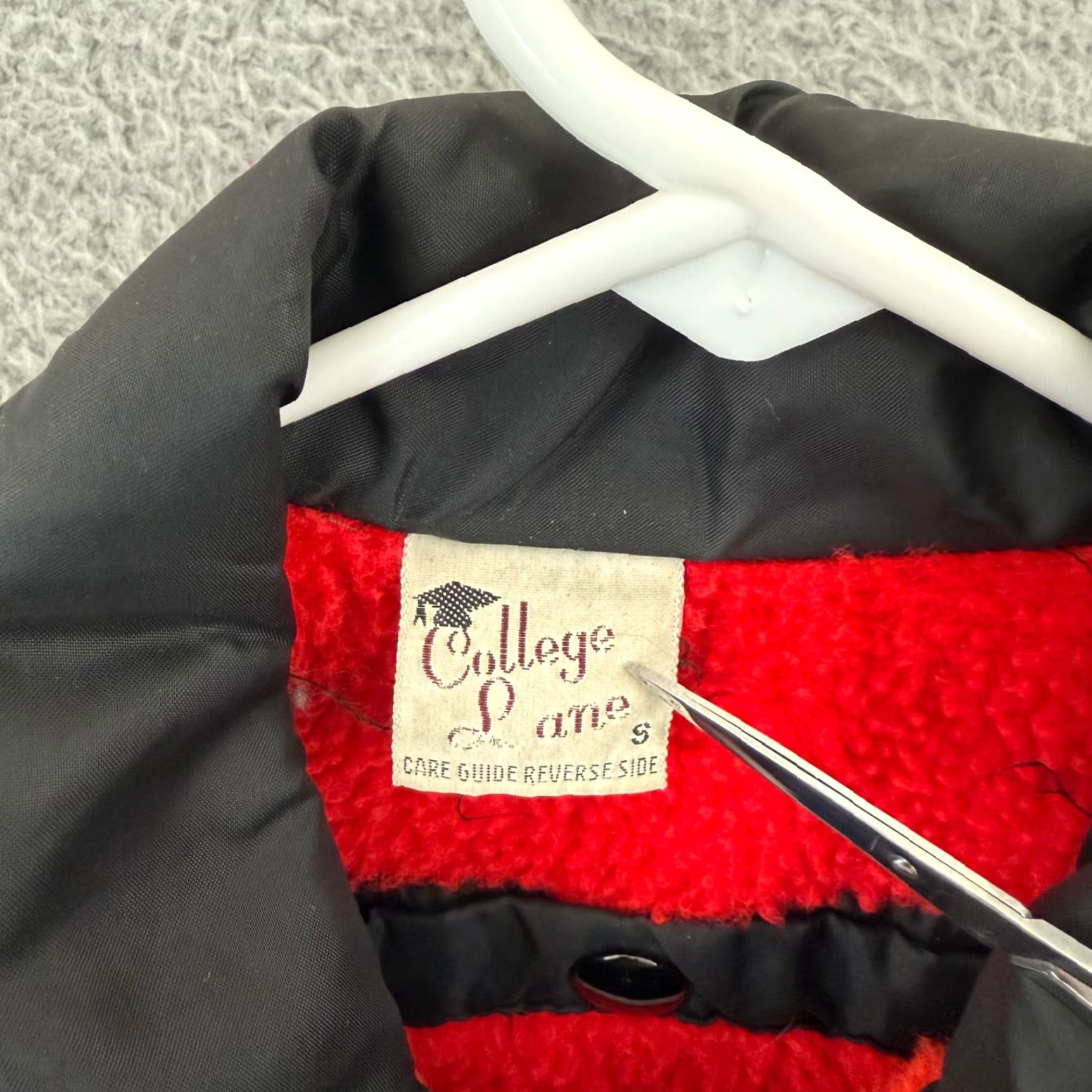 Vintage VINTAGE College Lane Jacket Men's Small Black 80s Varsity Nylon Lined Button Snap casual Athletic Sports Size US S / EU 44-46 / 1 - 7 Thumbnail