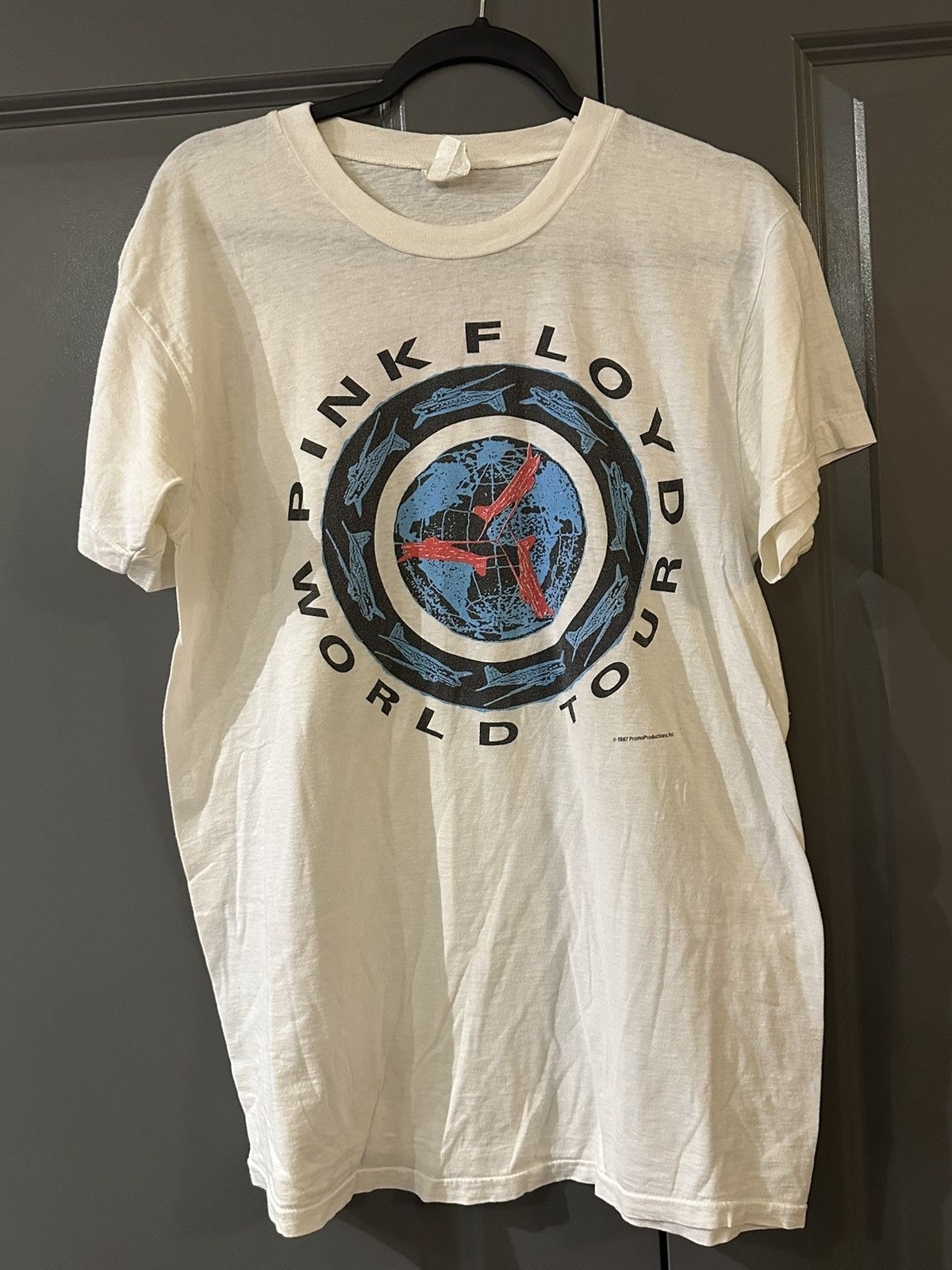 image of Band Tees x Grail Vintage Pink Floyd 1987 World Tour Promo Band Concert Shirt in White (Size XL)