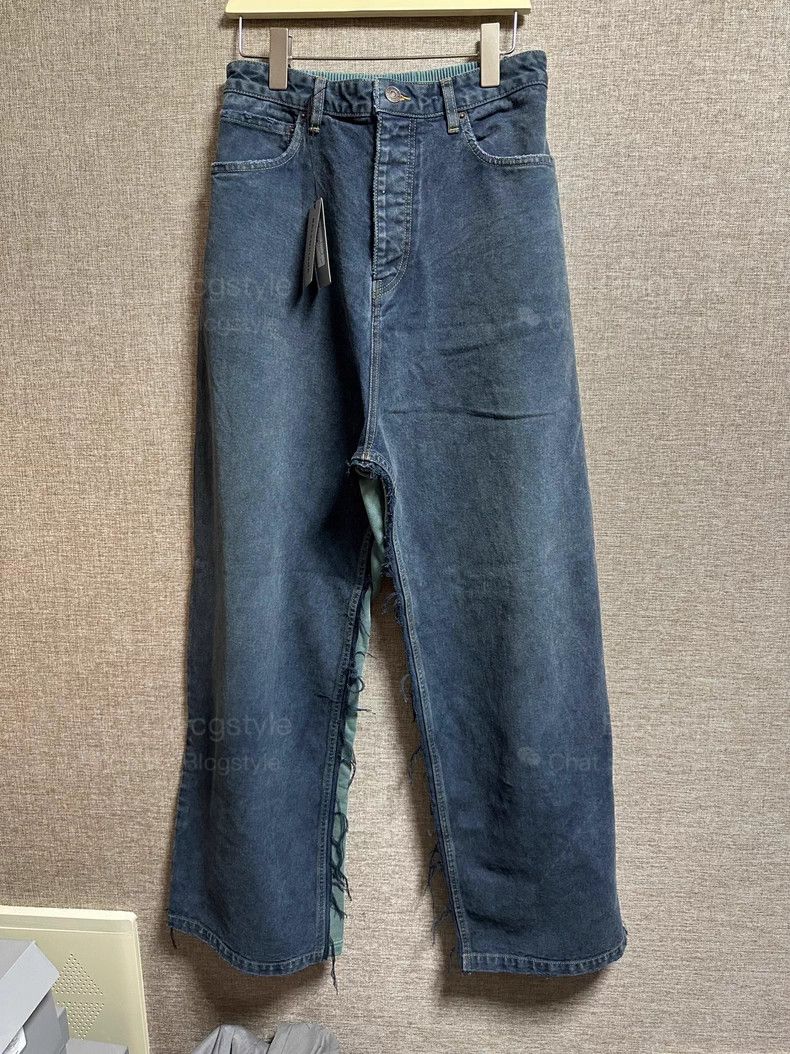 Balenciaga Balenciaga size XS Patchwork Material Wide Leg Denim Pants Size US 27 - 1 Thumbnail