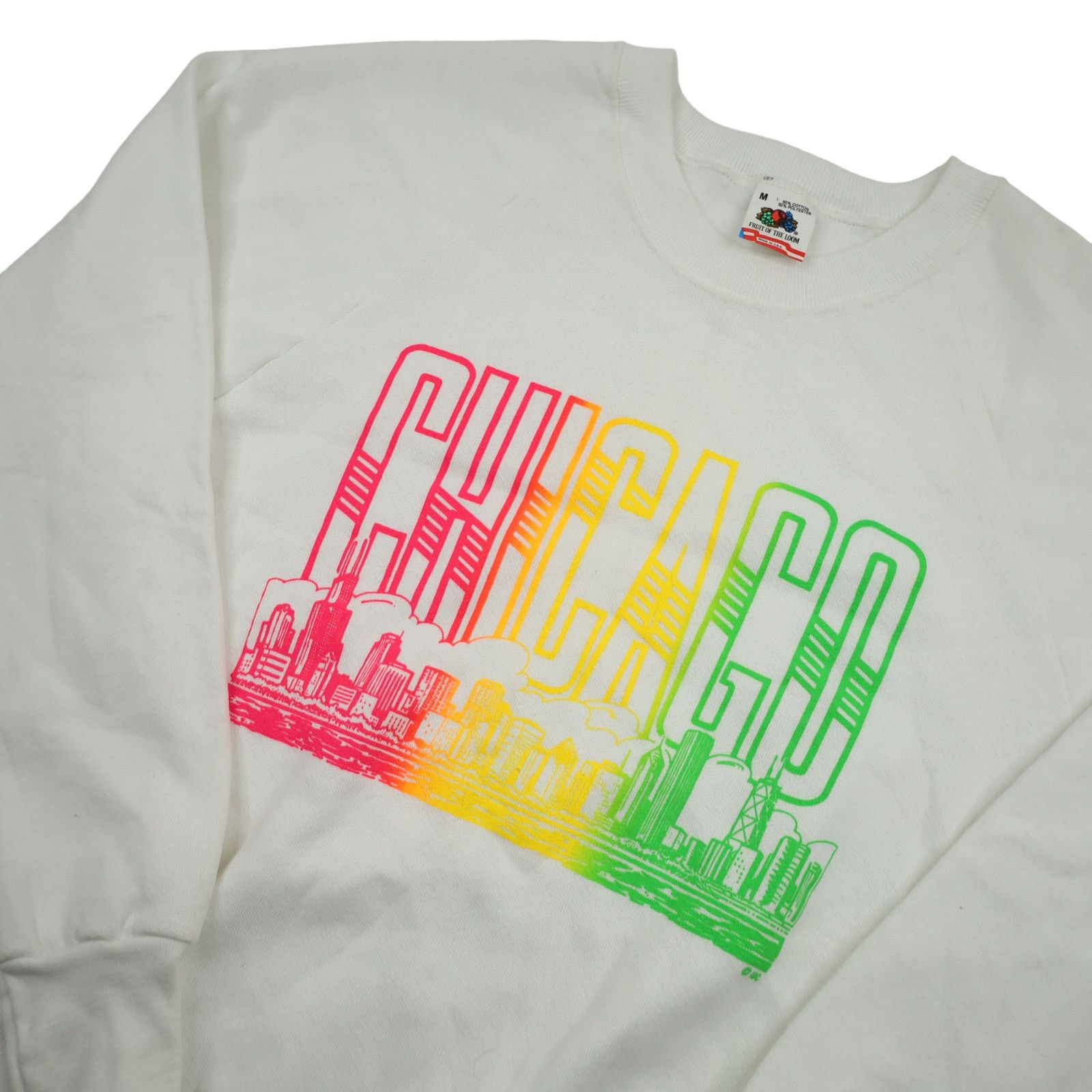 Fruit Of The Loom × Vintage Vintage Chicago Rainbow Spellout Graphic Sweatshirt Size US M / EU 48-50 / 2 - 2 Thumbnail