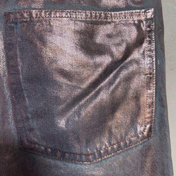 Zara Zara Metallic Pink Coated Straight-Leg Jeans – Size 6 Size 28" / US 6 / IT 42 - 3 Thumbnail
