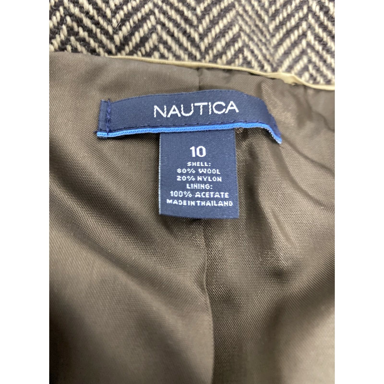 Nautica Nautica Wool Blend Herringbone Brown Single Button Blazer Jacket Womens 10 Size L / US 10 / IT 46 - 7 Thumbnail