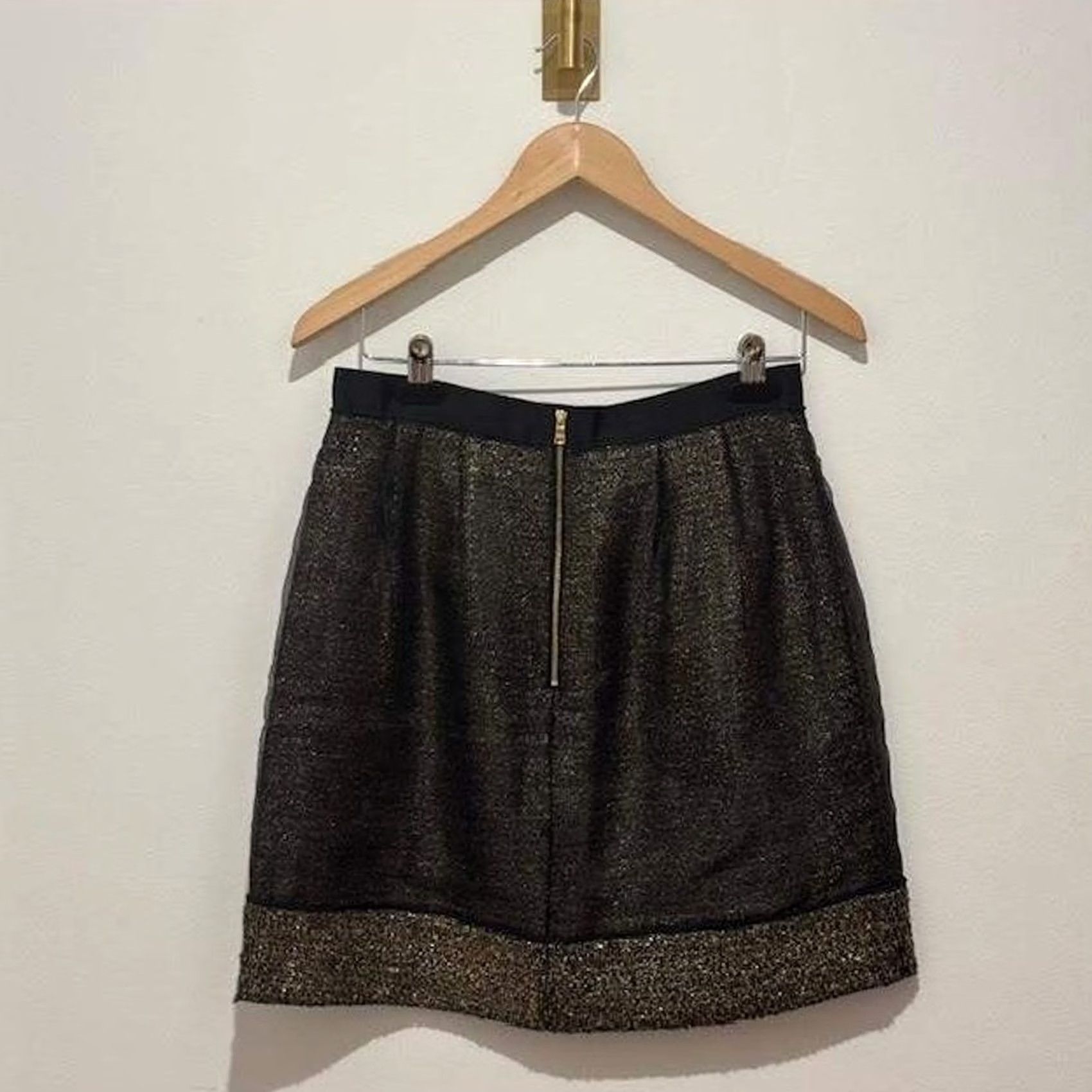 Ann Taylor LOFT Black Gold Tweed Sheer Overlay Mini Swing Skirt Womens Size 4 Size 27" / US 4 / IT 40 - 5 Thumbnail