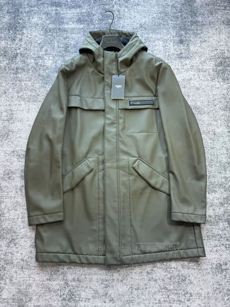 Fendi Fendi Moss Green Eco Leather Hooded Overcoat Size US M / EU 48-50 / 2 - 1 Thumbnail