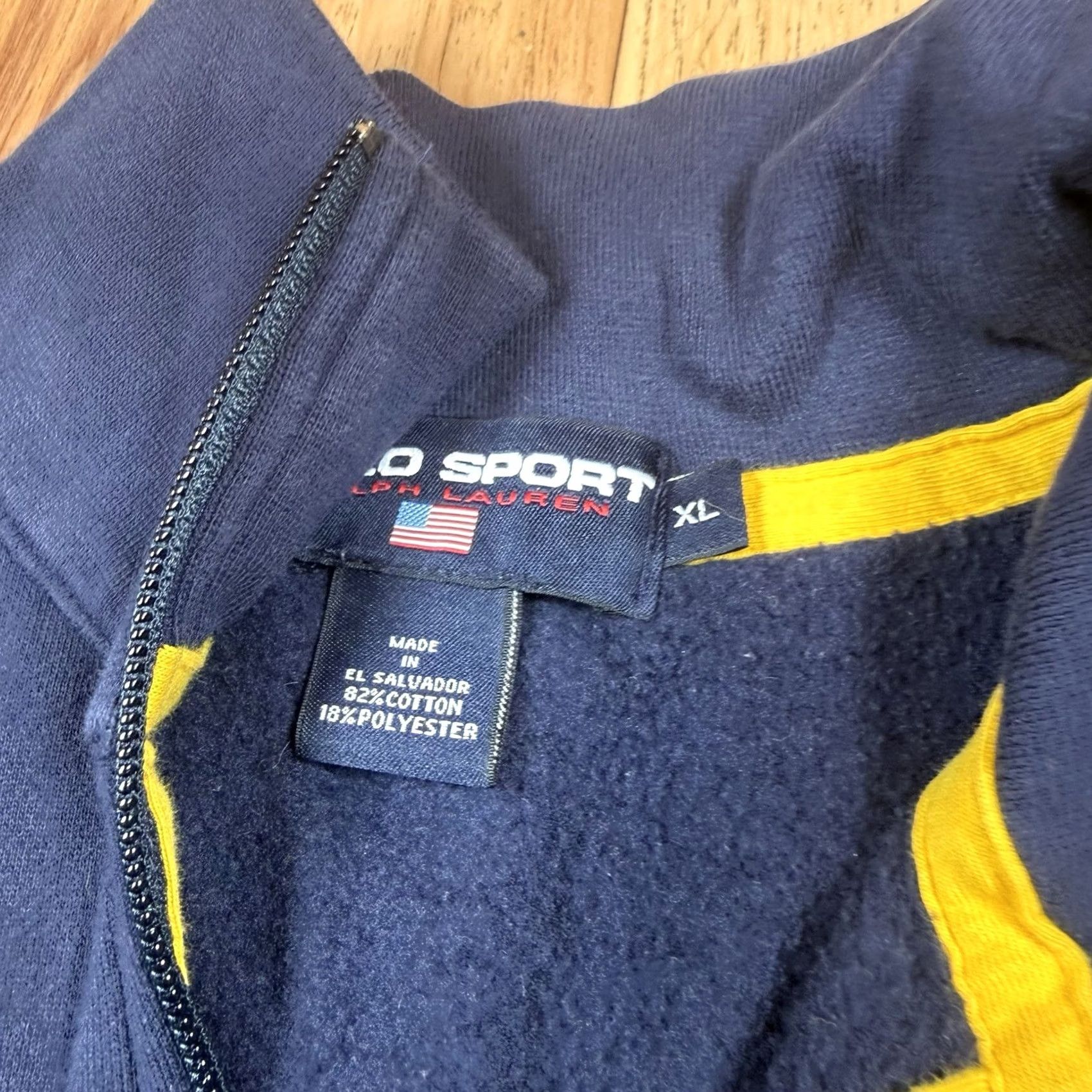 Vintage VINTAGE Ralph Lauren Polo Sport Quarter Zip Fleece Sweatshirt XL USA Flag Blue Mens Size US XL / EU 56 / 4 - 5 Thumbnail