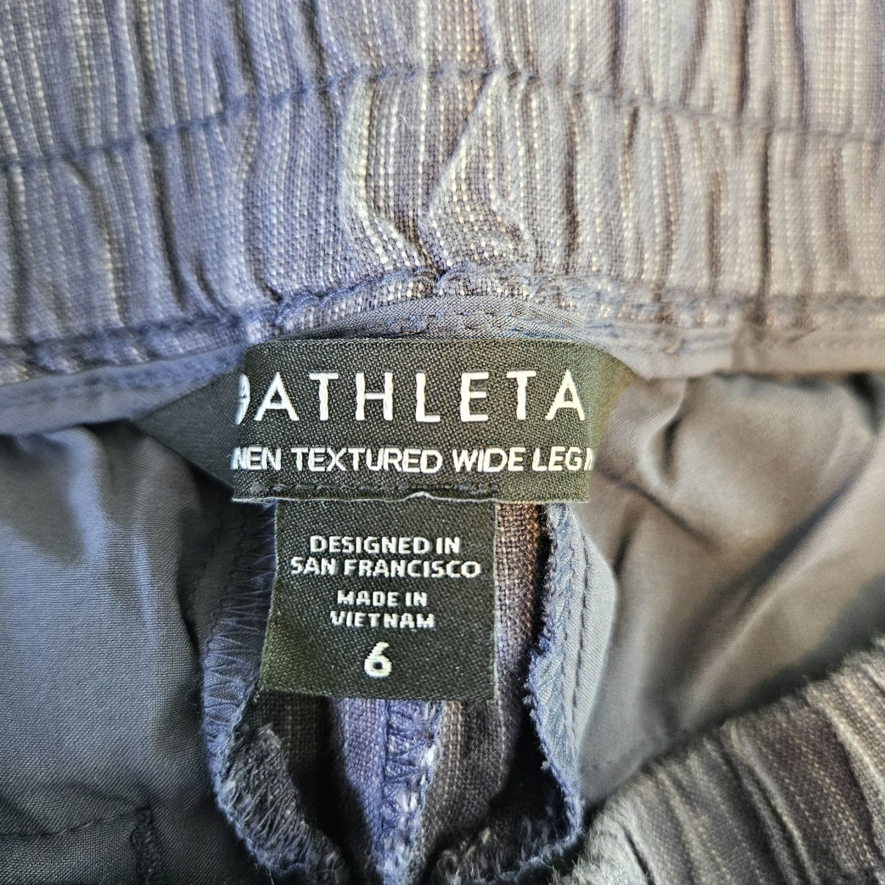 Athleta Athleta Womens Cabo Textured Wide Leg Linen Pants Sz 6 Blue Pull On Pockets Size 28" / US 6 / IT 42 - 7 Thumbnail