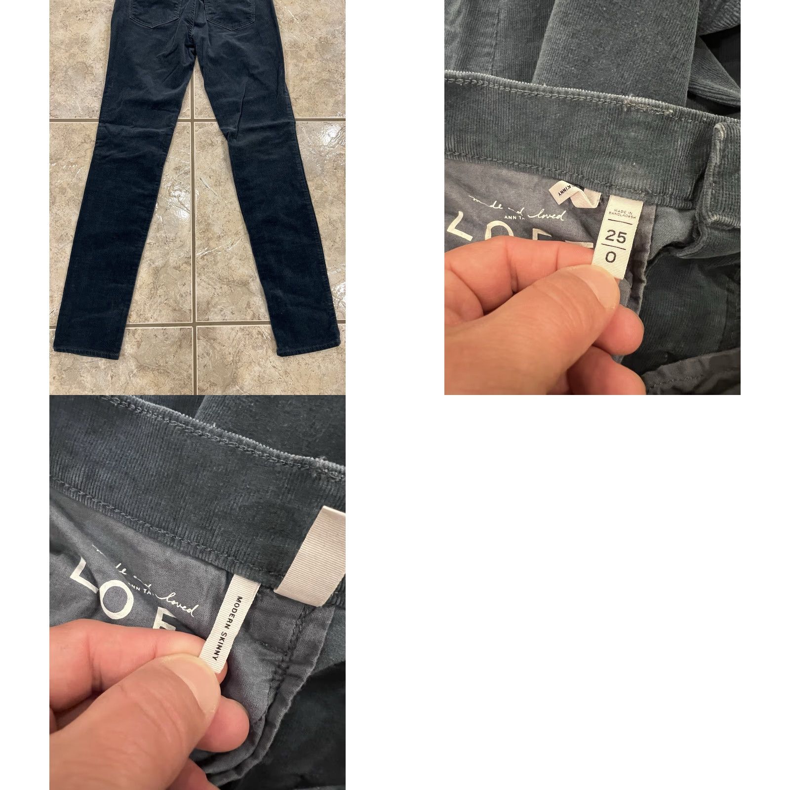 Ann Taylor Ann Taylor Loft Pants Womens 25/0 Corduroy Modern Skinny Deep Pacific Teal Pockets Size 42" / US 20 - 8 Thumbnail