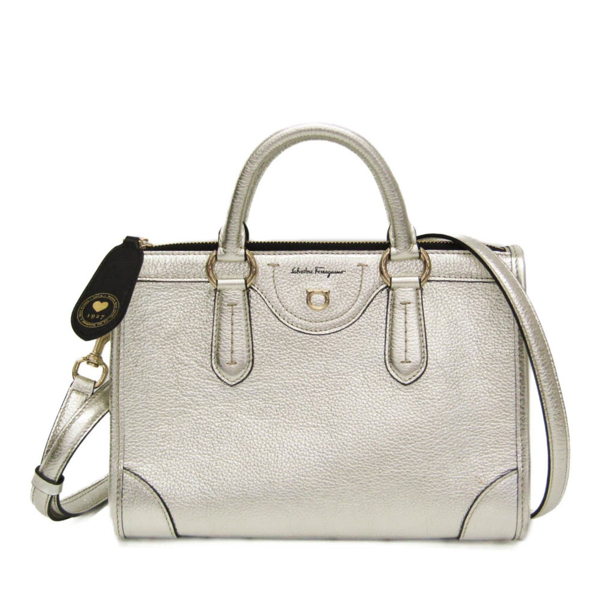 Salvatore Ferragamo Salvatore Ferragamo Gancini 21 0388 Women's Leather Handbag,Shoulder Bag Silver Size ONE SIZE - 1 Thumbnail