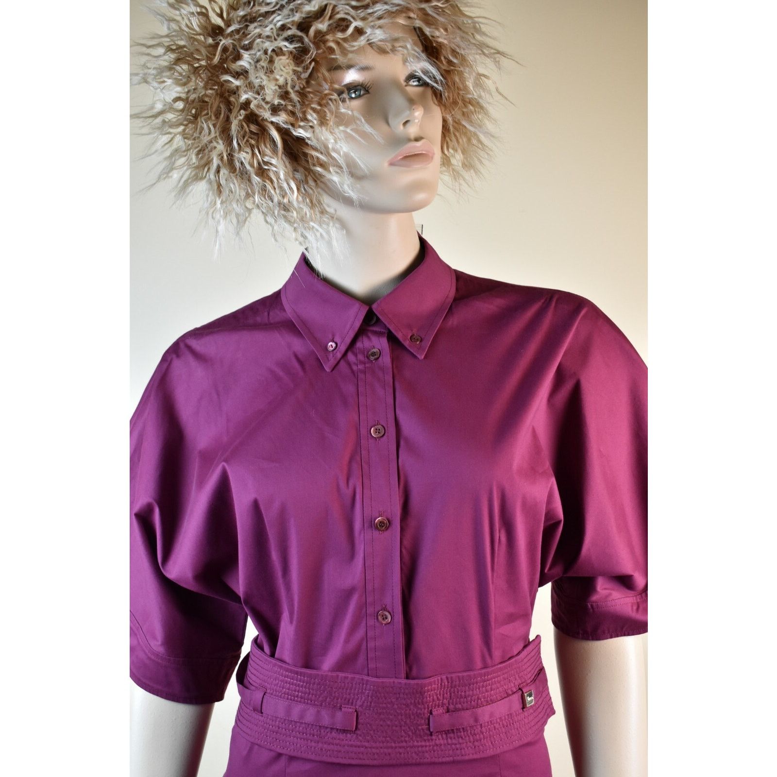 Gucci GUCCI WINE COTTON SHORT SLEEVE BELTED MIDI DRESS 42 6 IT Size M / US 6-8 / IT 42-44 - 7 Thumbnail