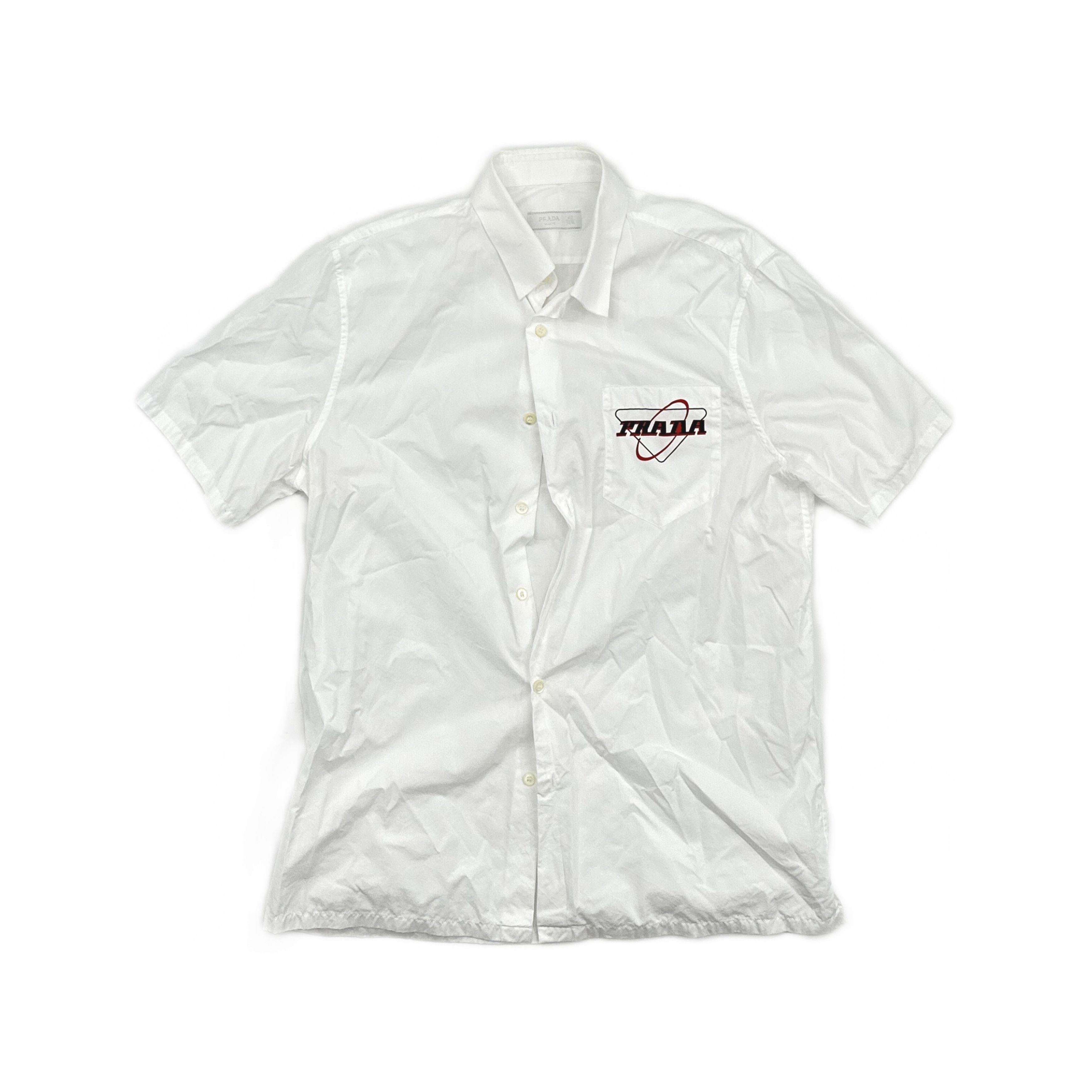Prada Prada Logo Print Chest Pocket Shirt White US M Size US XXS / EU 40 - 1 Thumbnail