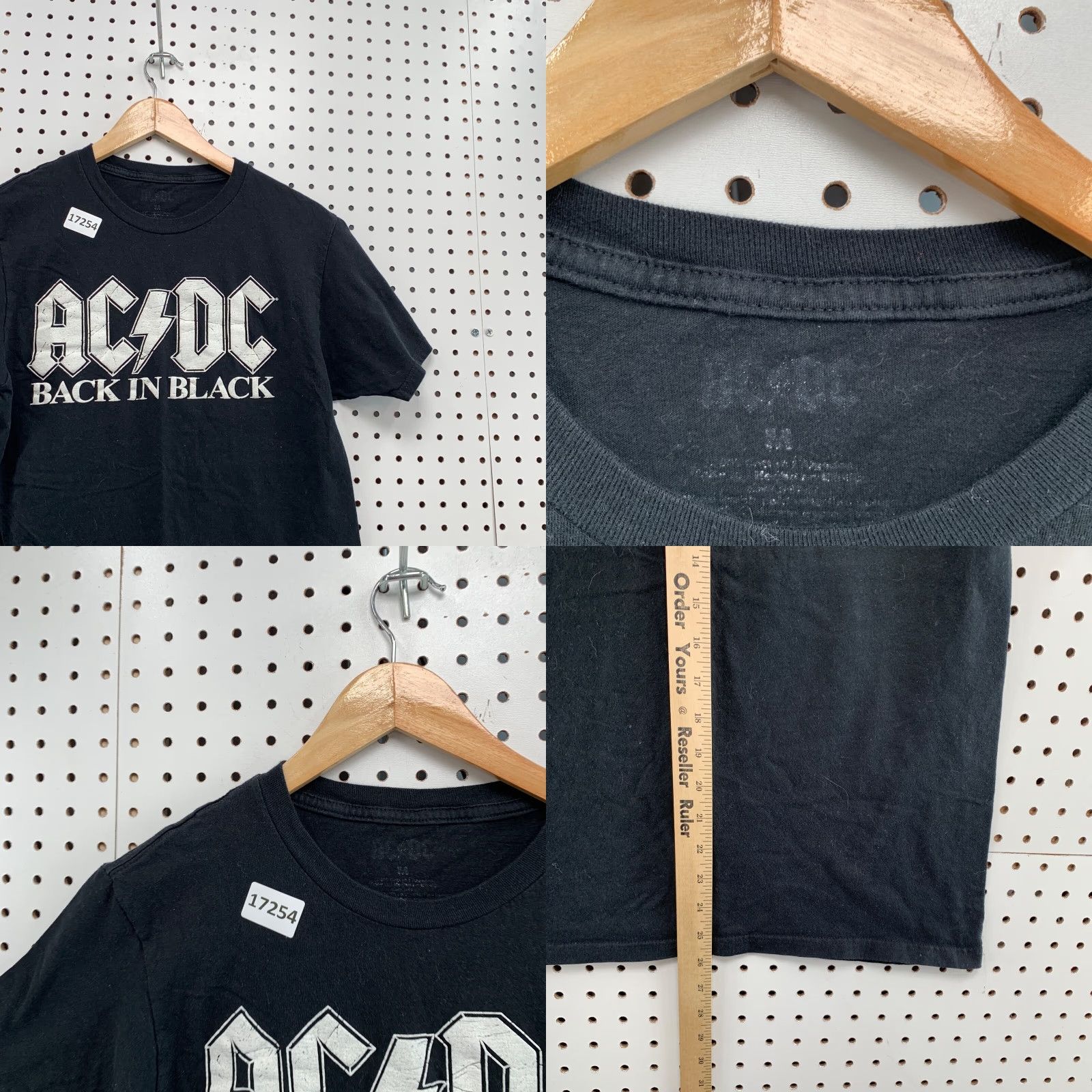 Vintage ACDC Back In Black Shirt Adult Medium Short Sleeve T-Shirt Black Music Tee 80s 90s Concert Mens Womens Size US M / EU 48-50 / 2 - 8 Thumbnail
