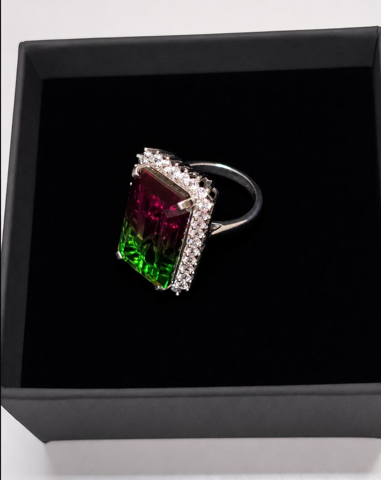 Other 925 Ring with Platinum Overlay and watermelon opal Size ONE SIZE - 7 Thumbnail