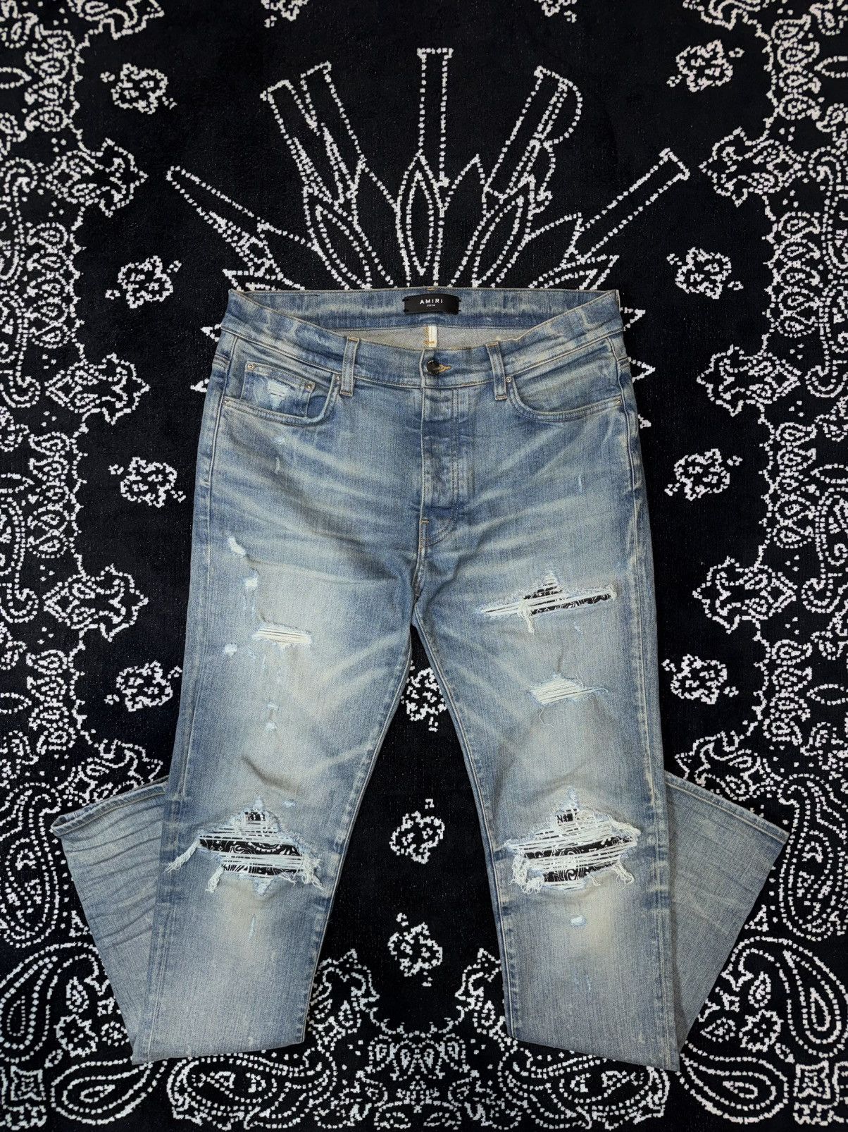 Amiri AMIRI Mx1 White Patch Jeans | Grailed