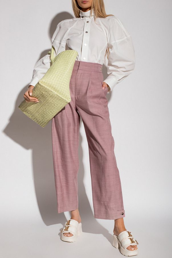 Bottega Veneta o1w1db10825 Tailoring Wool Trouser in Pink Size 30" / US 8 / IT 44 - 2 Thumbnail