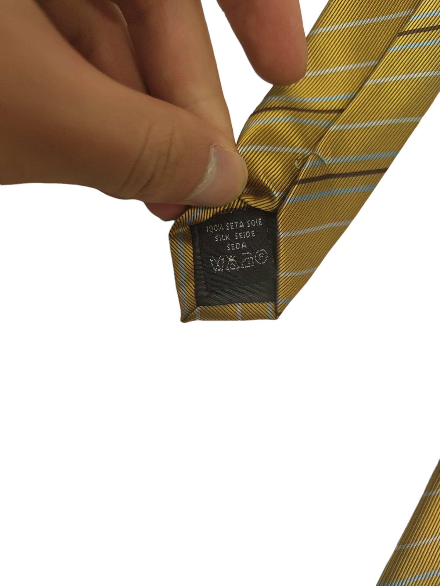 Burberry Mustard Striped Tie Size ONE SIZE - 6 Thumbnail